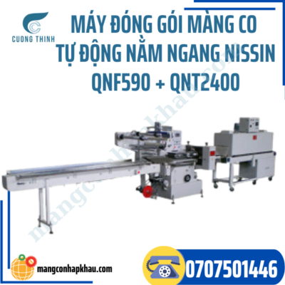 Máy Đóng Gói Màng Co Tự Động Nằm Ngang Nissin QNF590 + QNT2400